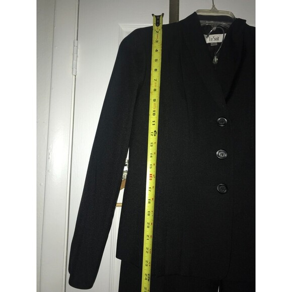 Le Suit Black Suit Set Jacket Blazer & Dress Pants Size 4 Petite Long‎ Sleeve - Picture 16 of 16